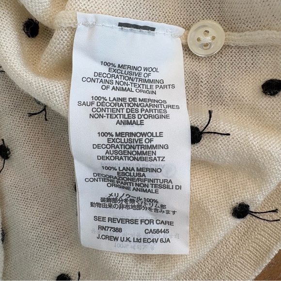 J.Crew Merino Wool Polka Dot Sweater Cream Ivory Crewneck Lightweight Sz XS - Picture 8 of 9